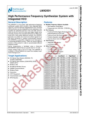 LMX2531LQX1700E/NOPB datasheet  